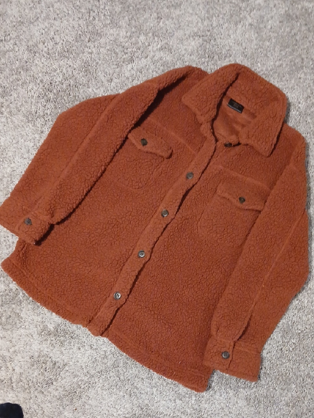 Sherpa Shirt Jacket in Rust  Size Extra SMALL/SMALL
